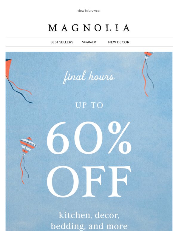 Final hours for up to 60% off
