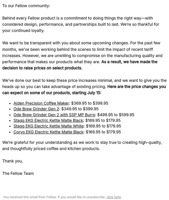 Important Update: Our prices are changing