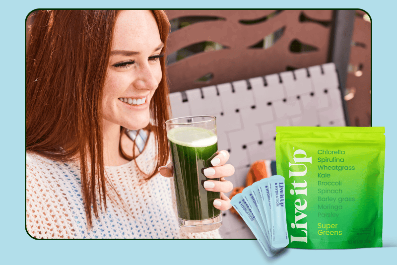 girl drinking greens