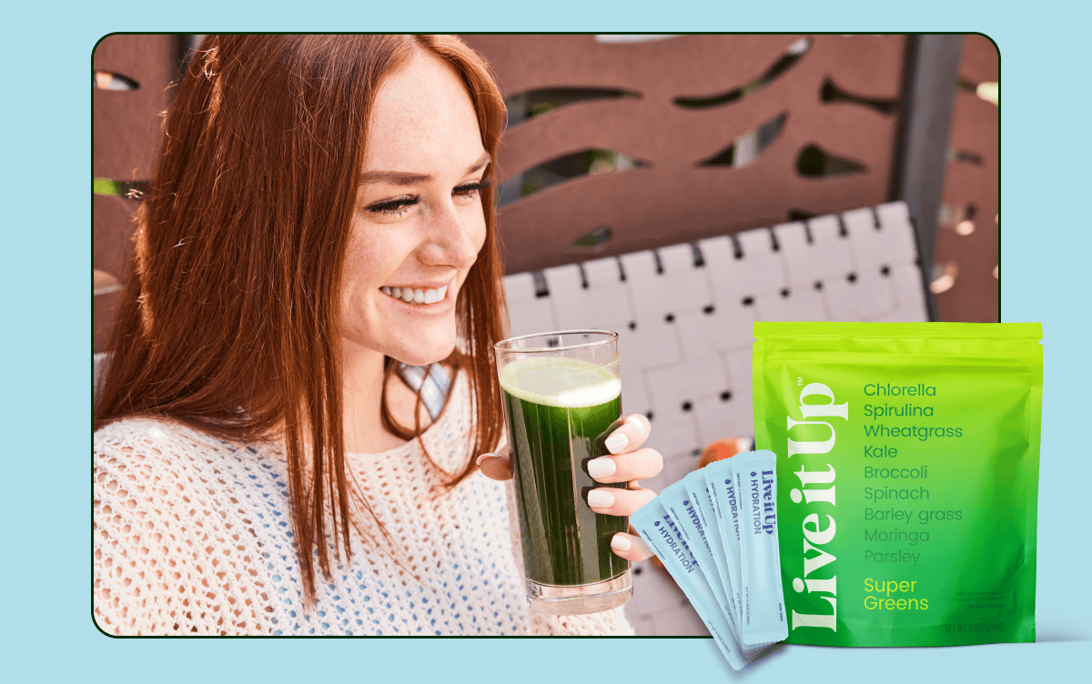girl drinking super greens