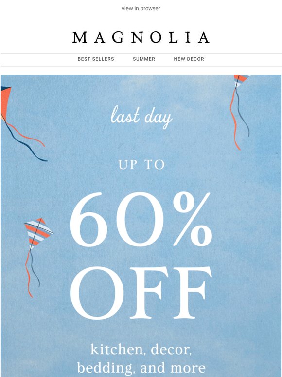 Up to 60% off ends tonight