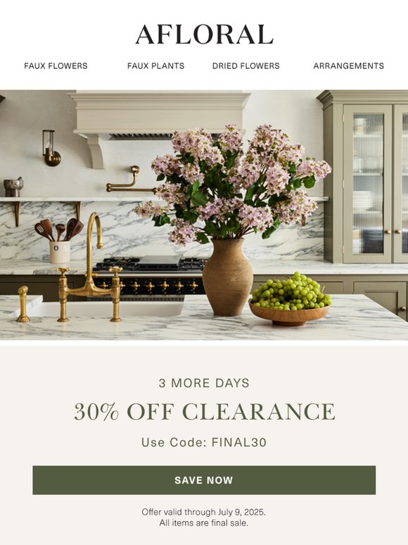 Correction: Clearance is 30% off 🚨