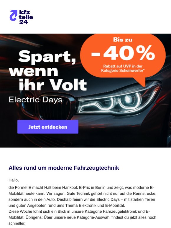 Electric Days: bis zu 40 % auf Scheinwerfer gegenüber UVP