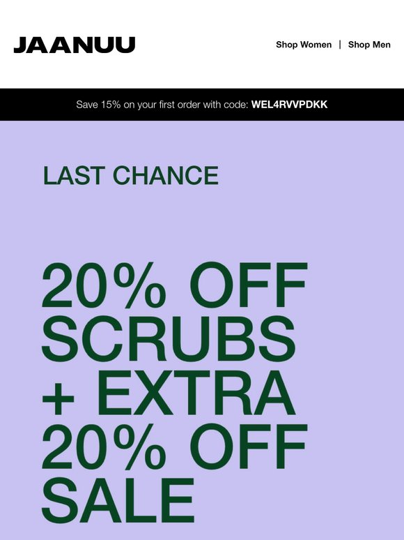 Last Chance: 20% Off + Extra 20% Off Sale