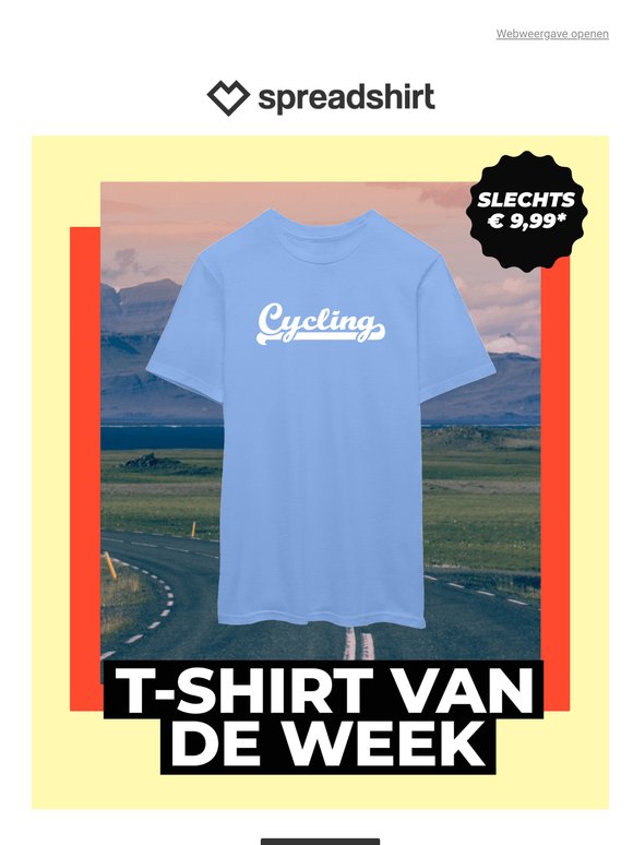 € 9,99 voor het 🚲 fiets-T-shirt van de week