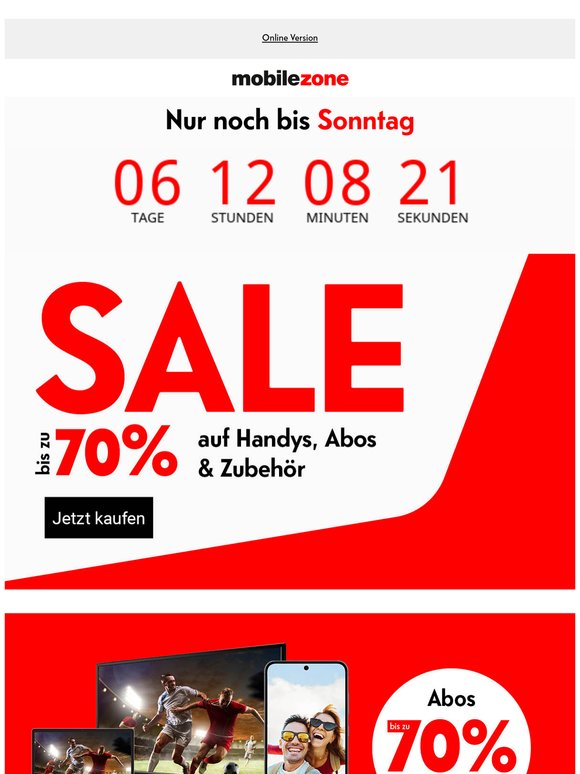 Nur bis Sonntag: spare bis zu 70%