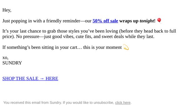 Last chance for 50% off! 🎉