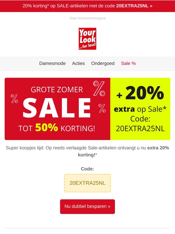 😱 Mis het niet: 20% op Sale-artikelen!