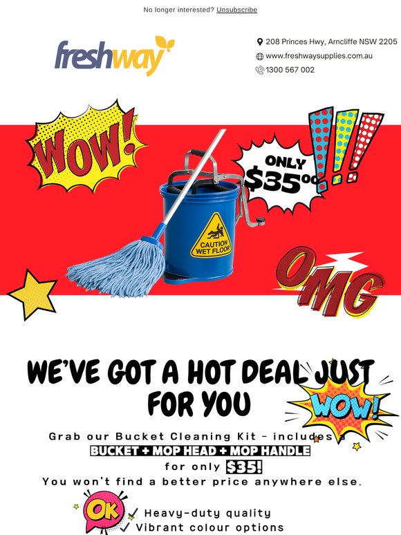 Get a bucket, mop head, and handle for just $35 (was $62)
