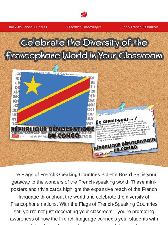 Take Students Beyond l’Hexagone to Discover the Francophone World with Country Flag Mini-Posters and Info Cards