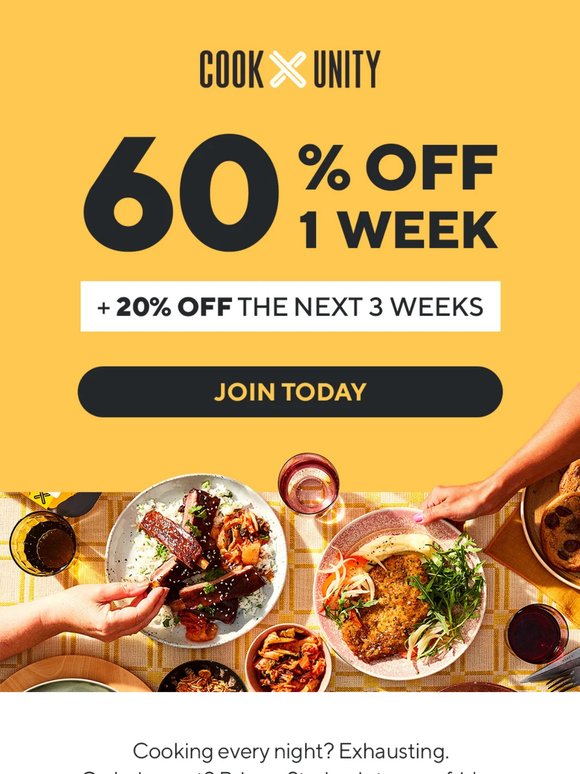 60% off meals by award-winning chefs. 💪