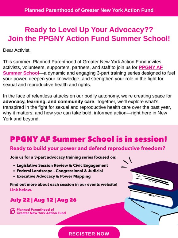 Your registration for PPGNY AF's Summer School
