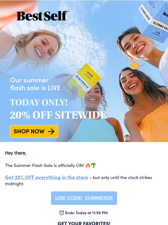 ☀️ It’s On! 20% OFF Everything – Today Only!