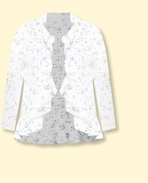 3/4 Sleeve Eyelet Lace Floral Print Cardigan