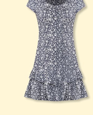 Knee length dress with tiered hem