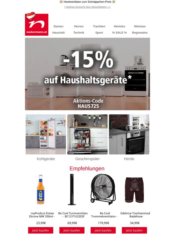 Jetzt -15% auf Haushaltsgeräte sparen 🛍️