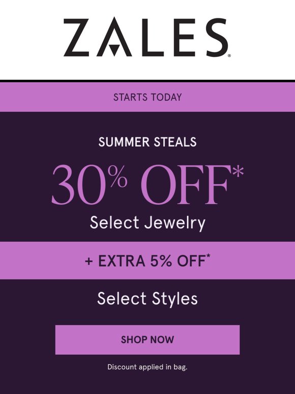 🟢 LIVE NOW! Enjoy 30% Off* Select Jewelry + Extra 5% Off* Select Styles