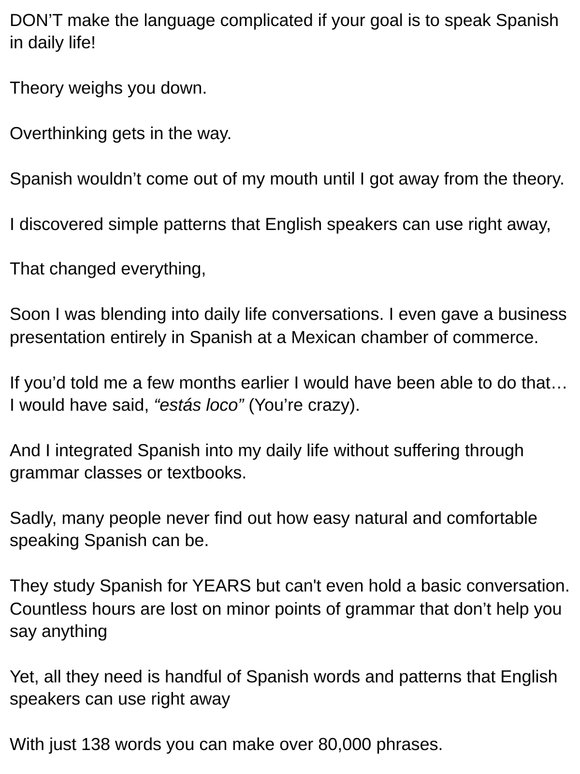 Spanish for daily life