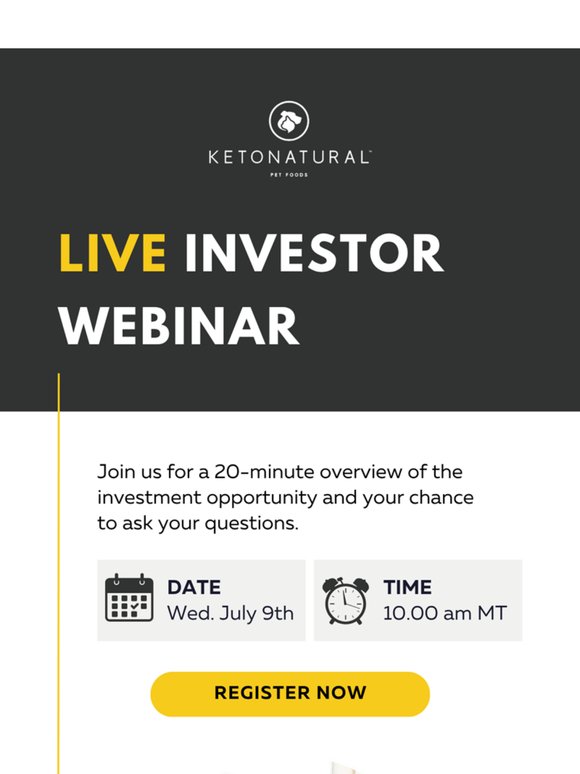 Live Investor Webinar! 📆