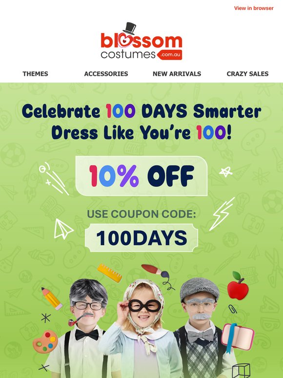 🎊 Get 10% Off Your 100th Day of School Costume!