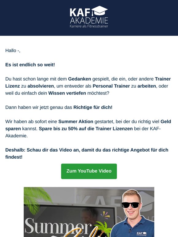 Der Summer Sale ist da!!! Starte jetzt mit den Trainer Lizenzen durch.