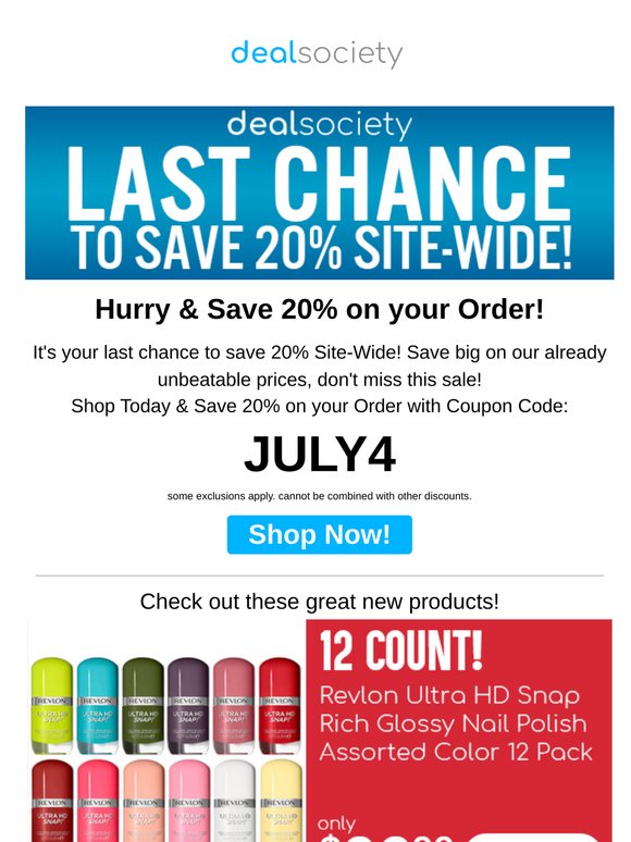 Last Chance to Save 20% Site-Wide!