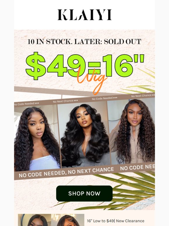 ☎️16-INCH LONG WIG ONLY $49