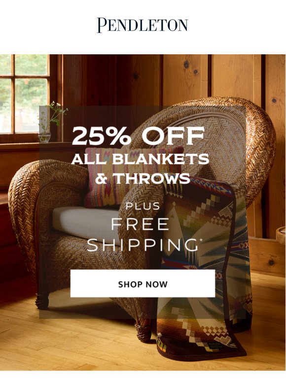 25% off blankets & throws