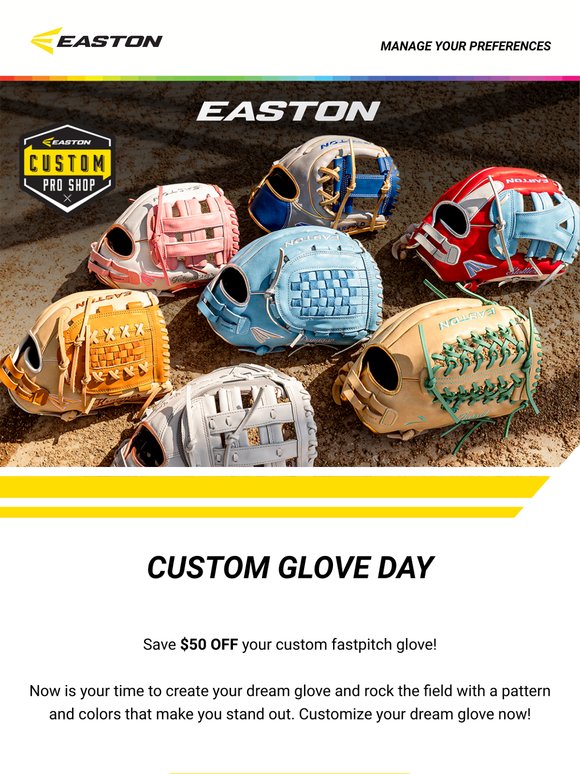 Save $50 Off Your Custom Fastpitch Glove