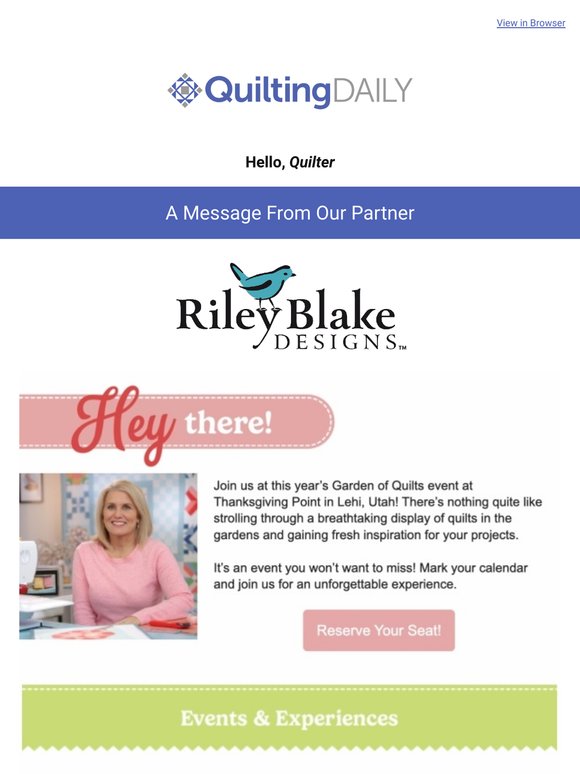 Register Today for Garden of Quilts hosted by Riley Blake Designs