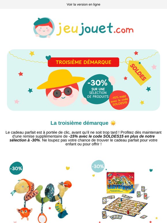 ☀️ Troisième démarque chez Jeujouet : Viens découvrir notre sélection !