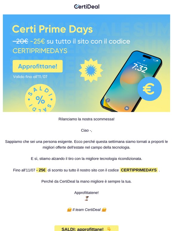 🌞 Sono arrivati i Certi Prime Days 🌞
