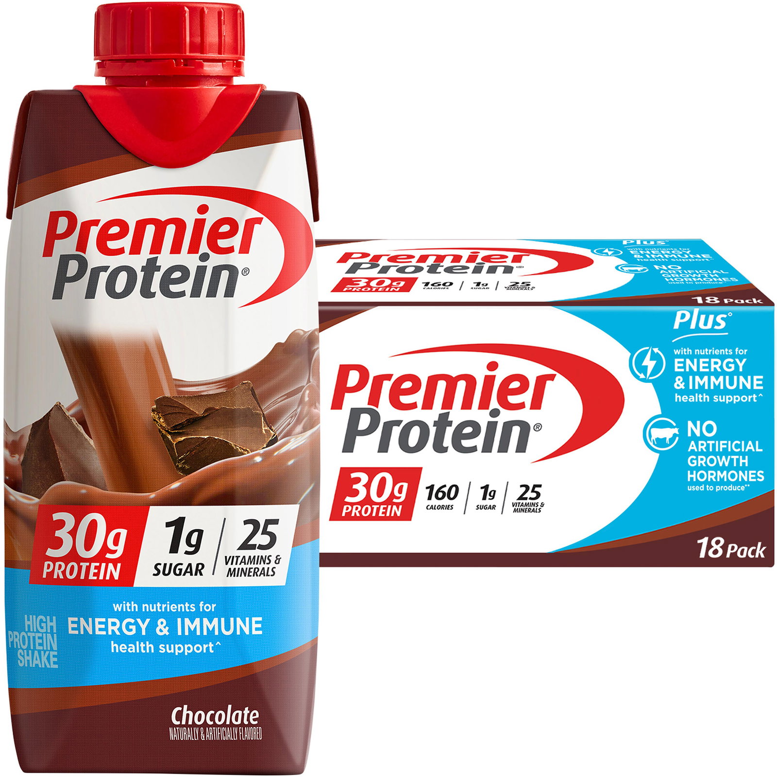 Premier 30g Protein PLUS Energy and Immune Support Shakes, 11 fl oz, 18-Pack