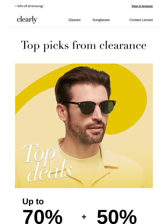 Up to 70% off frames