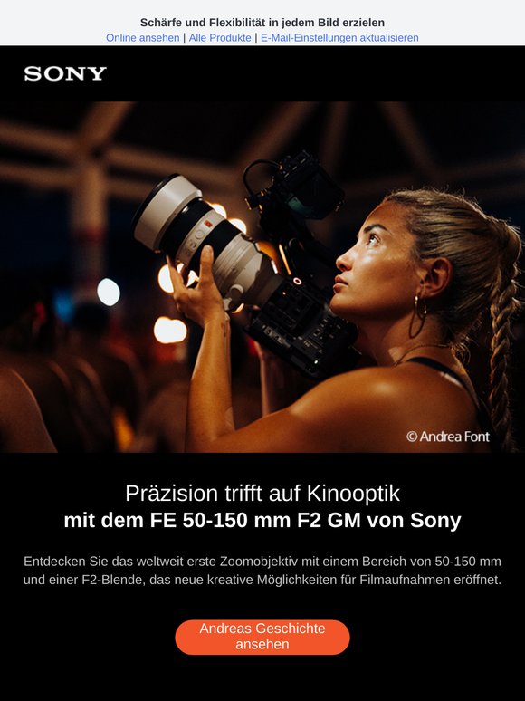 Der neue Begleiter für das Filmen: FE 50–150 mm F2 GM von Sony