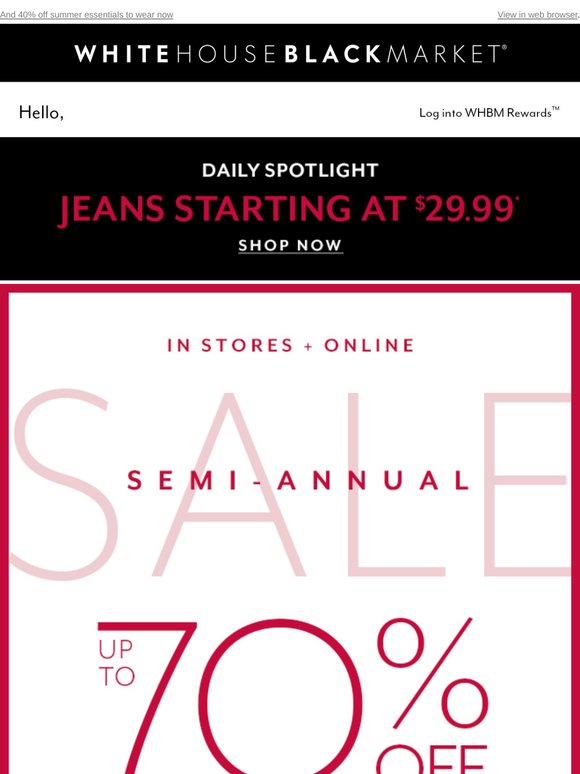 Up to 70% off sale styles ($29.99+ jeans!)
