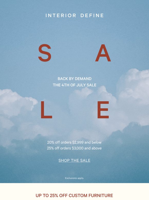 By popular demand: THE SALE IS BACK.