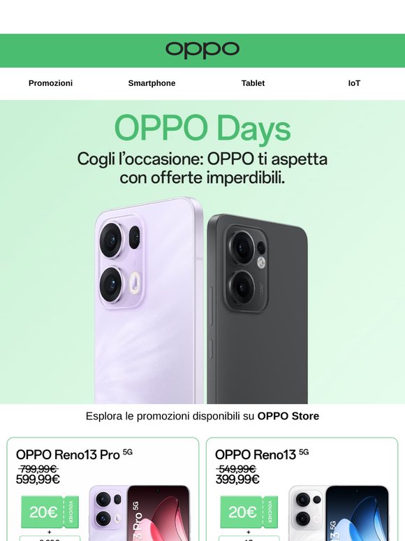 Scopri gli sconti esclusivi degli OPPO Days!
