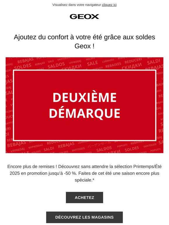 Deuxième démarque et nouveaux articles en soldes