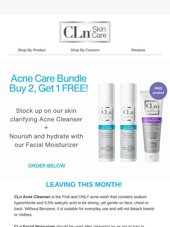 LAST CHANCE: Buy 2 Acne Cleansers, Get a Moisturizer FREE