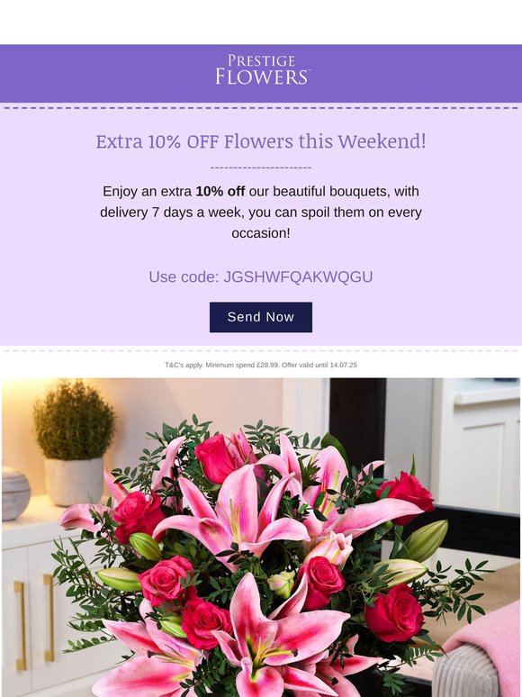 Extra 10% OFF Flowers!💐
