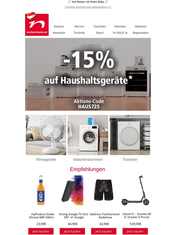 -15% auf Haushaltsgeräte für Ihren Haushalt 🏠