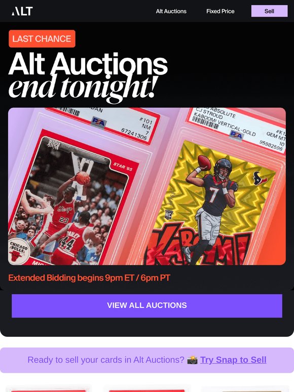 Alt Auctions close tonight 🚨
