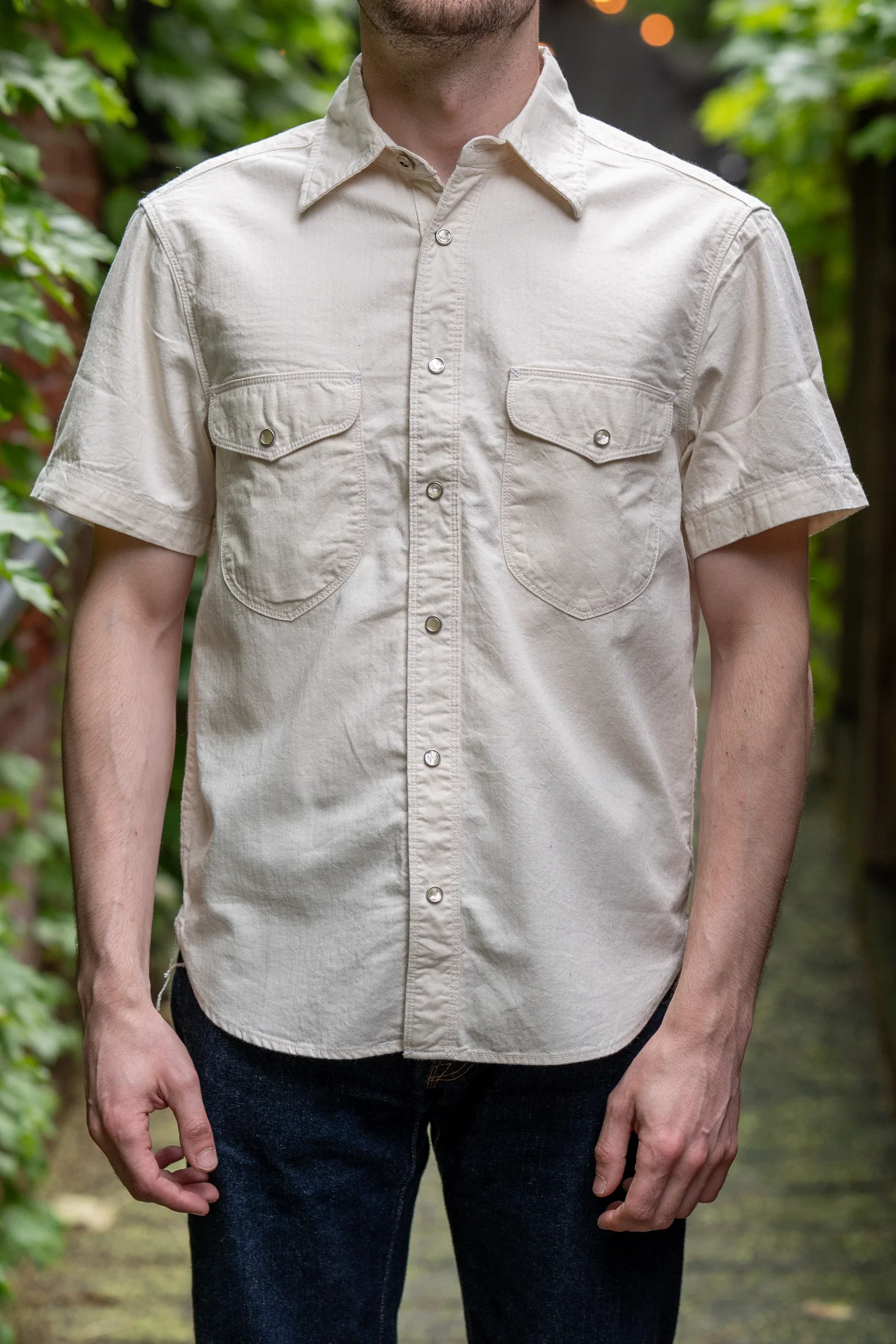 Image of Freenote Cloth Bodie S/S - Natural Herringbone