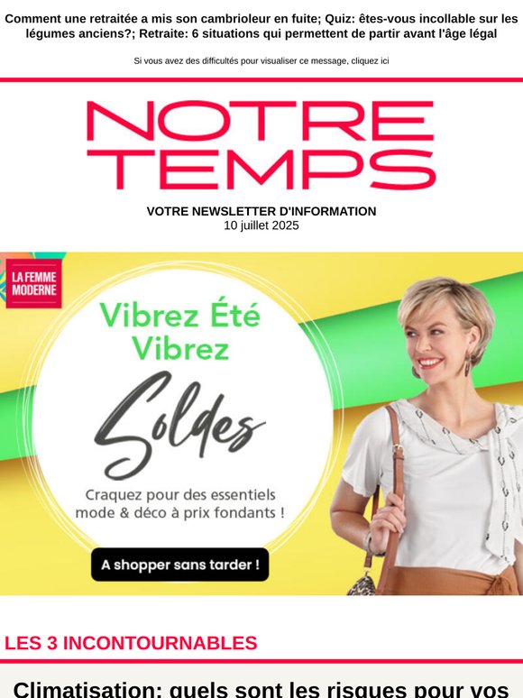 📌 Climatisation: quels sont les risques pour vos yeux?; Le plus haut village du Var est aussi l'un des "plus beaux de France"; Amazon, Zalando, Cdiscount… Les fausses promotions de ces marques bon marché