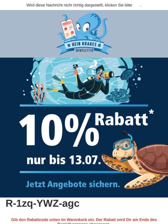 10% Rabatt* bei 13.07. bei Tauchsport Heinemann