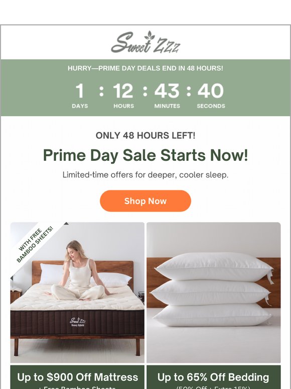 Prime Day Starts Now: $900 Off Mattresses + Up to 65% Off Bedding