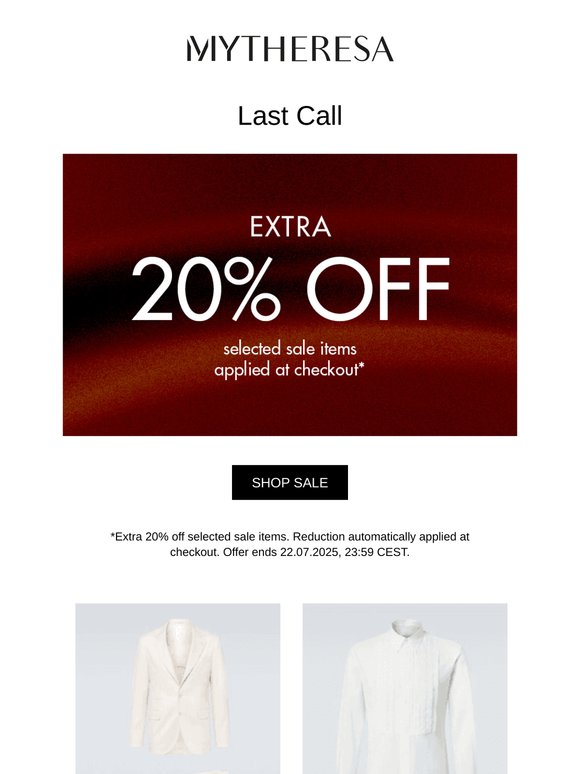 Time's ticking: Last call for an extra 20% off