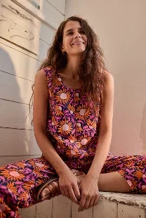 Image of model wearing the lighthouse station linen vest