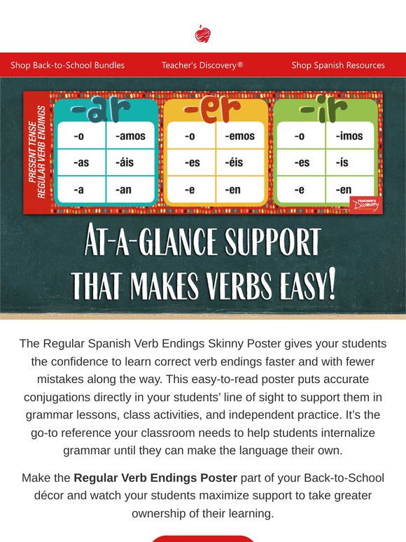Boost Students’ Conjugation Confidence with This Regular Verb Endings Poster